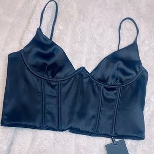 White Fox Boutique Satin black bustier!